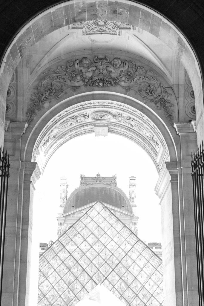 Entrance to the Louvre. Photographed by Wedding photographers in France, Amy Mulder Photography