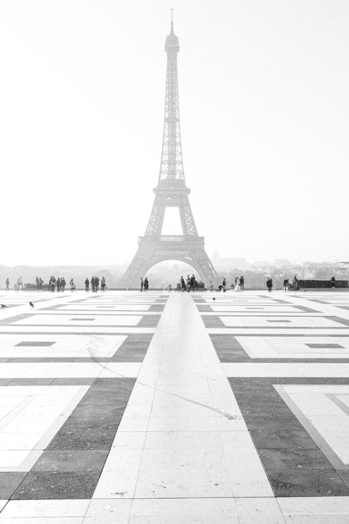 Eiffel Tower in Paris in Black and White