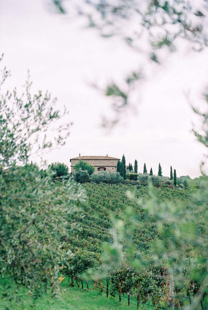 Home in Tuscany surrounded by vineyards and cypress trees
