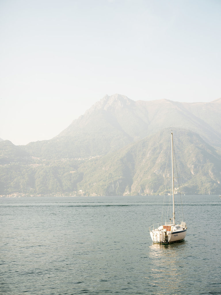 Sailboat on Lake Como in Italy