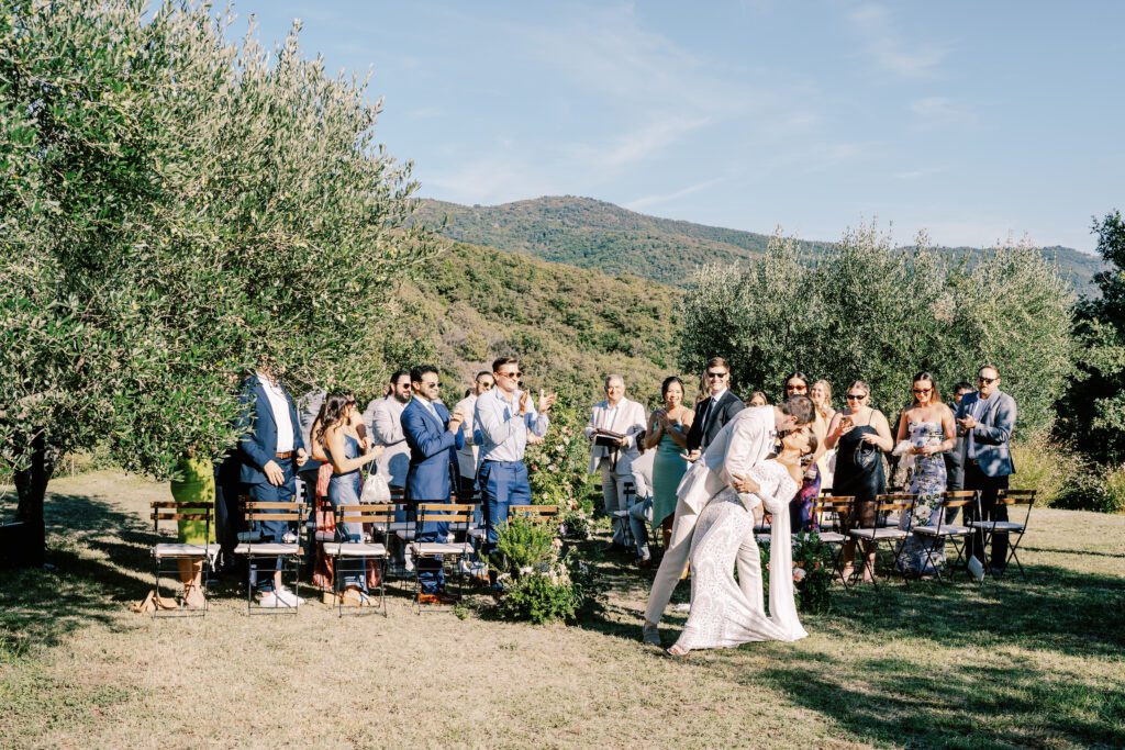 Tuscany Wedding in the olive grove at Villa Montanare near Cortona, Italy photographed by Italy wedding photographer 