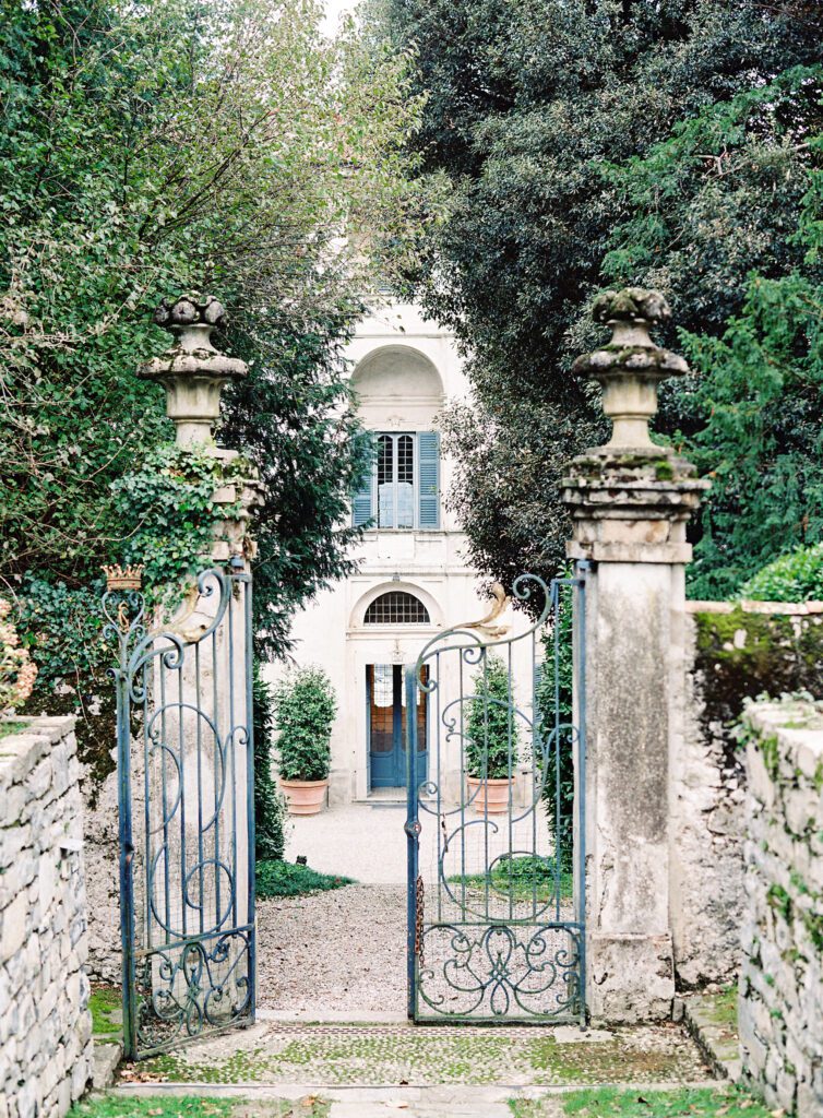 Back garden at Villa Sola Cabiati on Lake Como in Italy photographed on film by Lake Como wedding photographer.