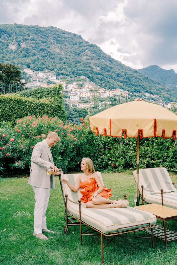 Lake Como engagement session at Passalacqua photographed by Lake Como photographer