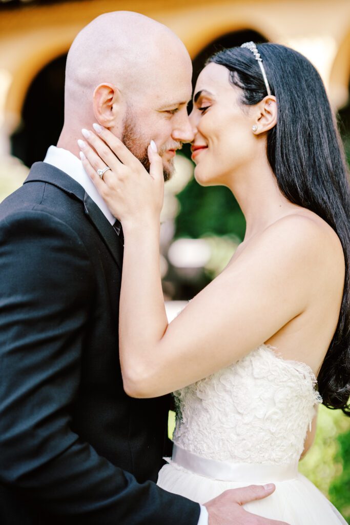 film photograph of bride and groom at Lake Como elopement in Italy at Villa la Cassianella photographed by Lake Como photographer