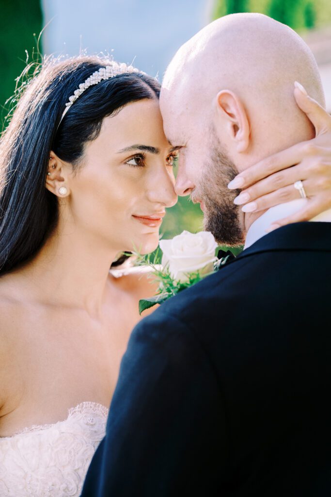 film photograph of bride and groom  at Lake Como elopement in Italy at Villa la Cassianella photographed by Lake Como photographer