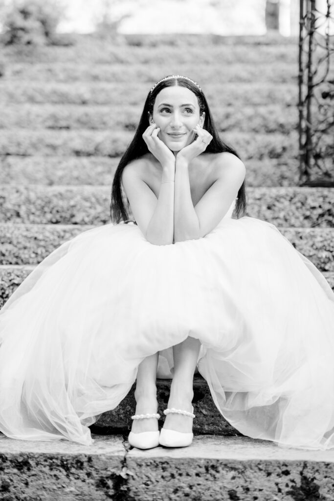 film photograph of bride at Lake Como elopement in Italy at Villa la Cassianella photographed by Lake Como photographer