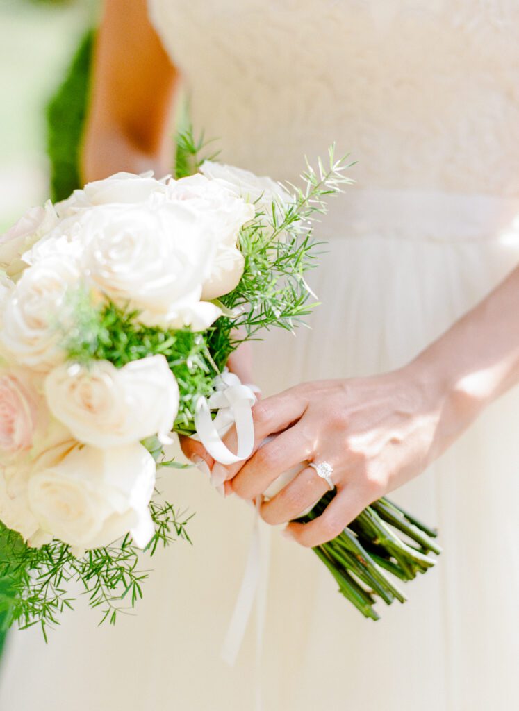 film photograph of bride at Lake Como elopement in Italy at Villa la Cassianella photographed by Lake Como photographer