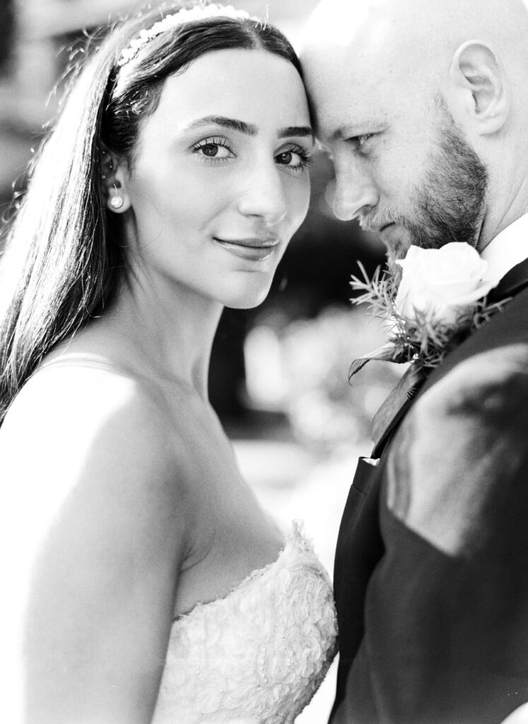 film photograph of bride and groom at Lake Como elopement in Italy at Villa la Cassianella photographed by Lake Como photographer