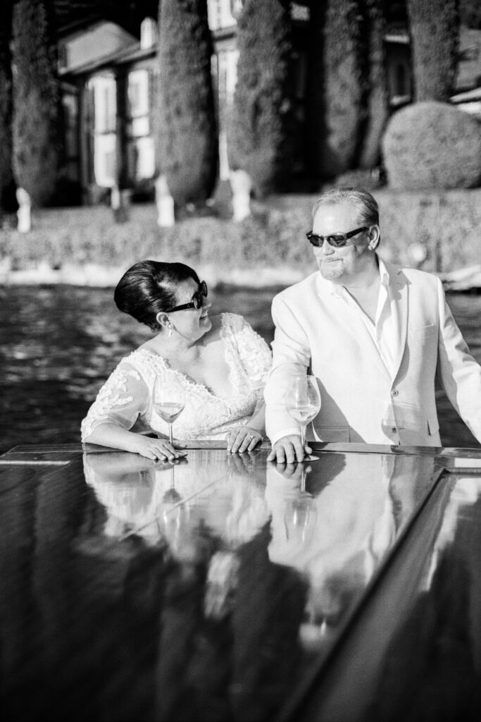 Lake Como Anniversary session on boat ride photographed by Lake Como photographer