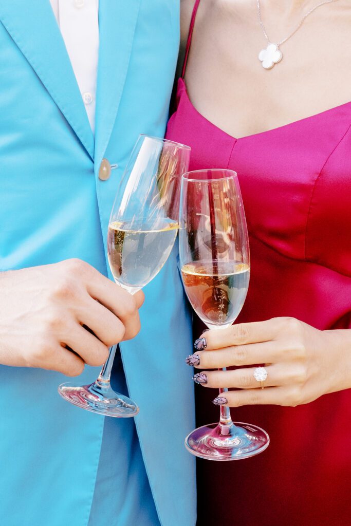 Barbie fashion inspired Lake Como engagement session at Grand Hotel Tremezzo photographed by Lake Como photographer