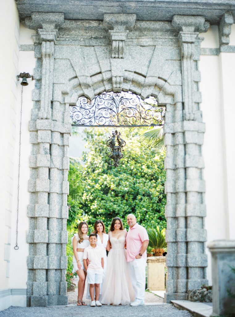Quinceañera family photos on Lake Como in Italy photographed by Lake Como photographer