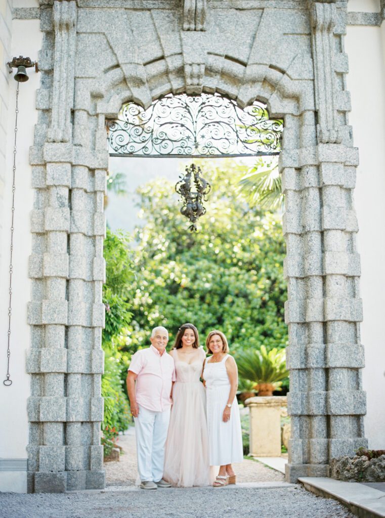 Quinceañera family photos on Lake Como in Italy photographed by Lake Como photographer